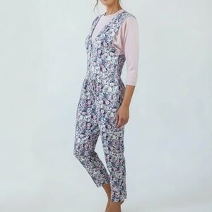 Vintage 90s Long-Sleeve Floral Playsuit Romper with Faux Pink Shirt - Size 5